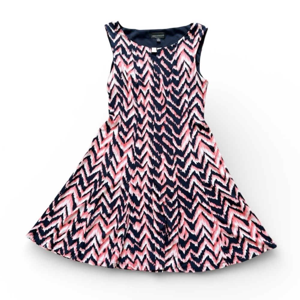 Pink and Navy Chevron Dress